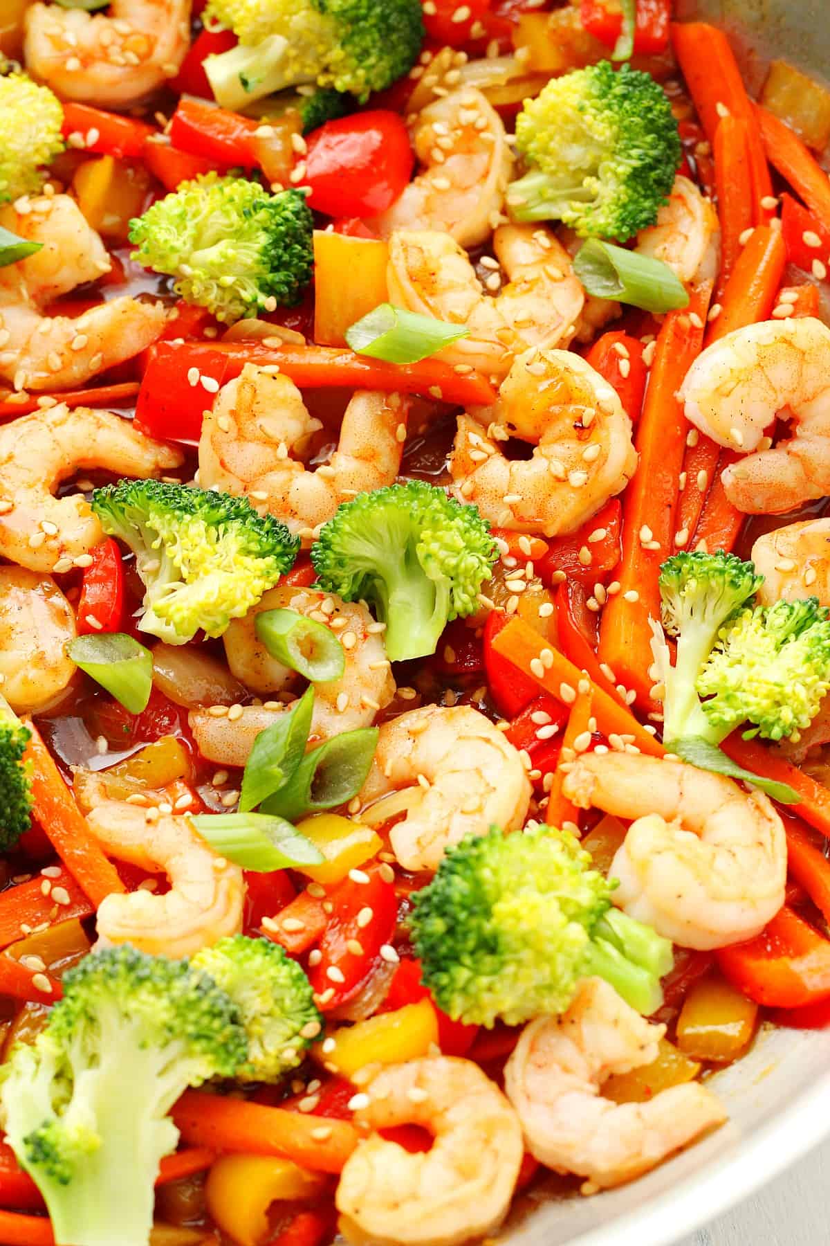 Shrimp Stir Fry in a pan.