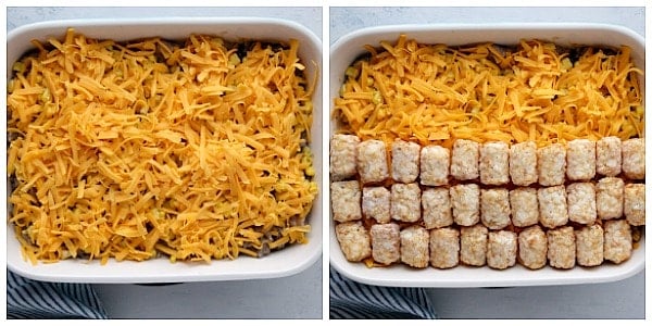 Cheese and tater tot layers.