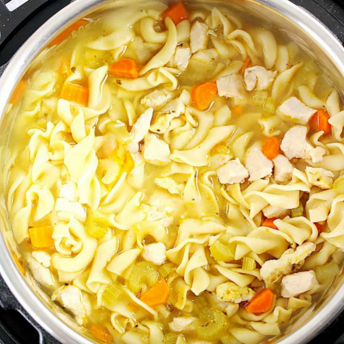 Chicken noodle soup in the Instant Pot.