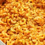 Macaroni pasta in a skillet.