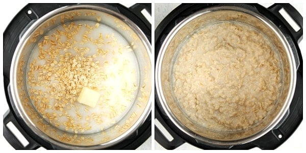 Steps for making oatmeal in the Instant Pot.