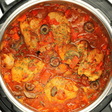 Chicken cacciatore in the Instant Pot.
