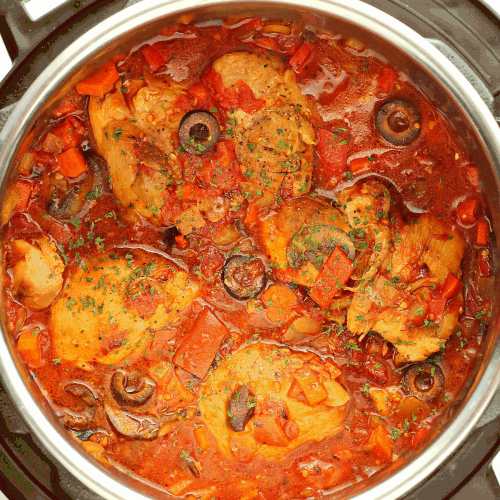 Chicken cacciatore in the Instant Pot.