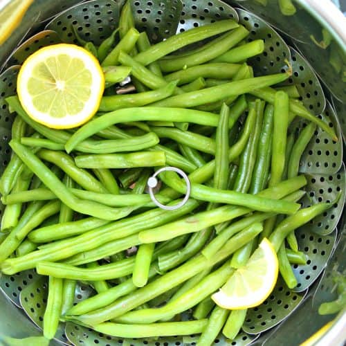Green beans in pressure cooker.