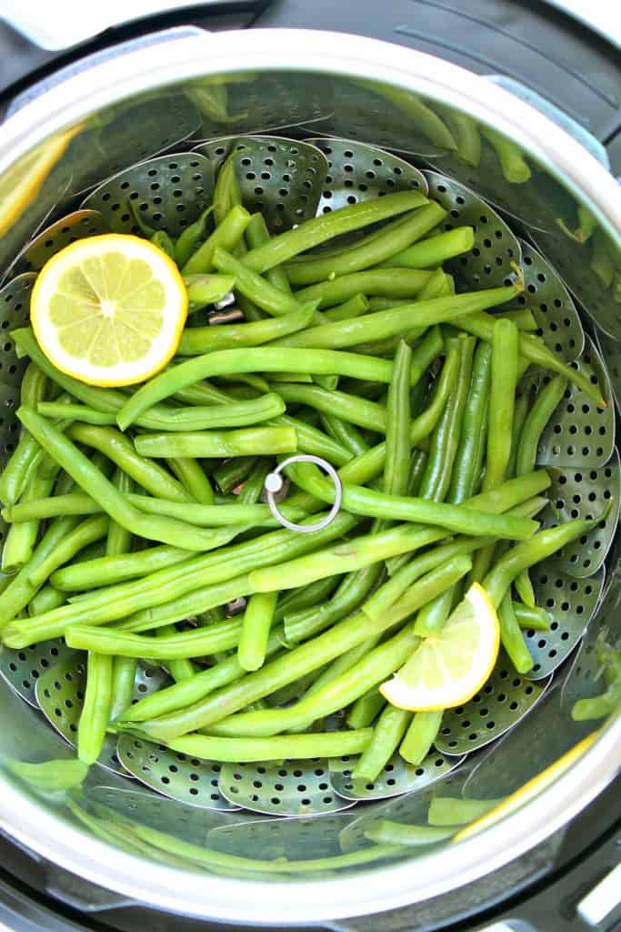 Green beans in pressure cooker.