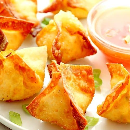 Wontons on a plate.
