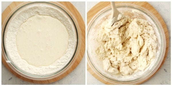 Yeast free dough in a bowl.