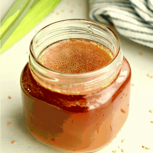 Sauce in a small jar.
