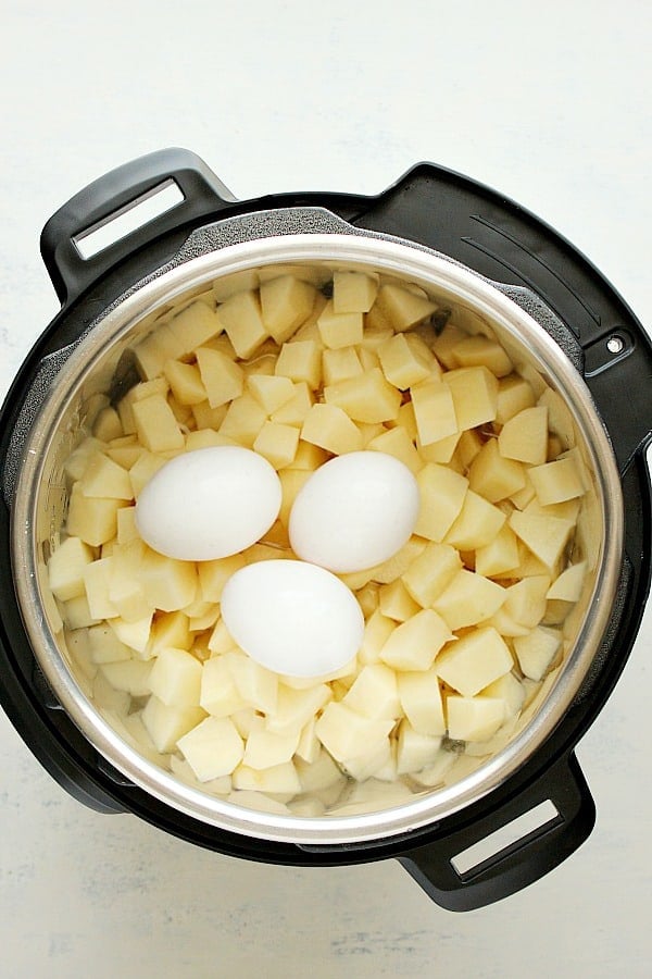 Potatoes and eggs in the Instant Pot.