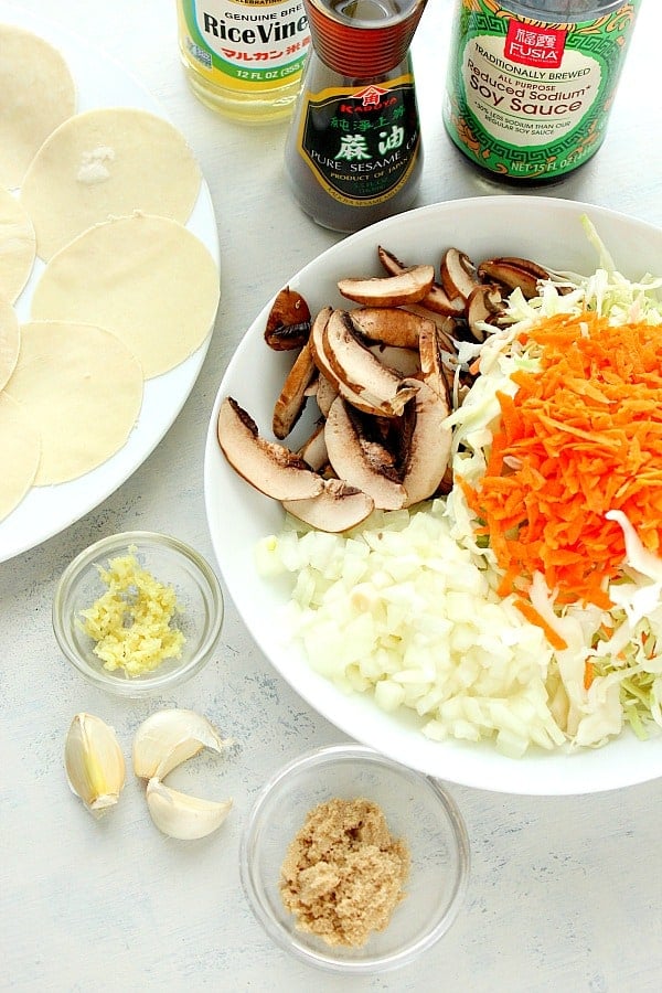 Ingredients for Asian potstickers.