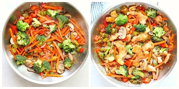 Veggies in a skillet.