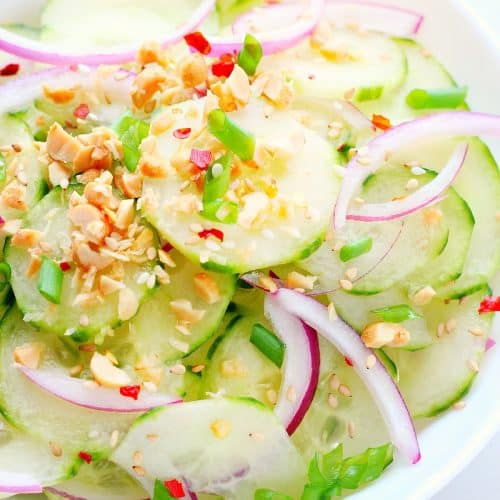 Cucumber slices in a bowl.