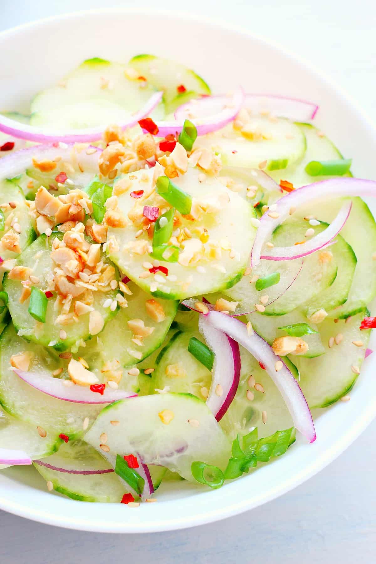 Cucumber slices in a bowl.