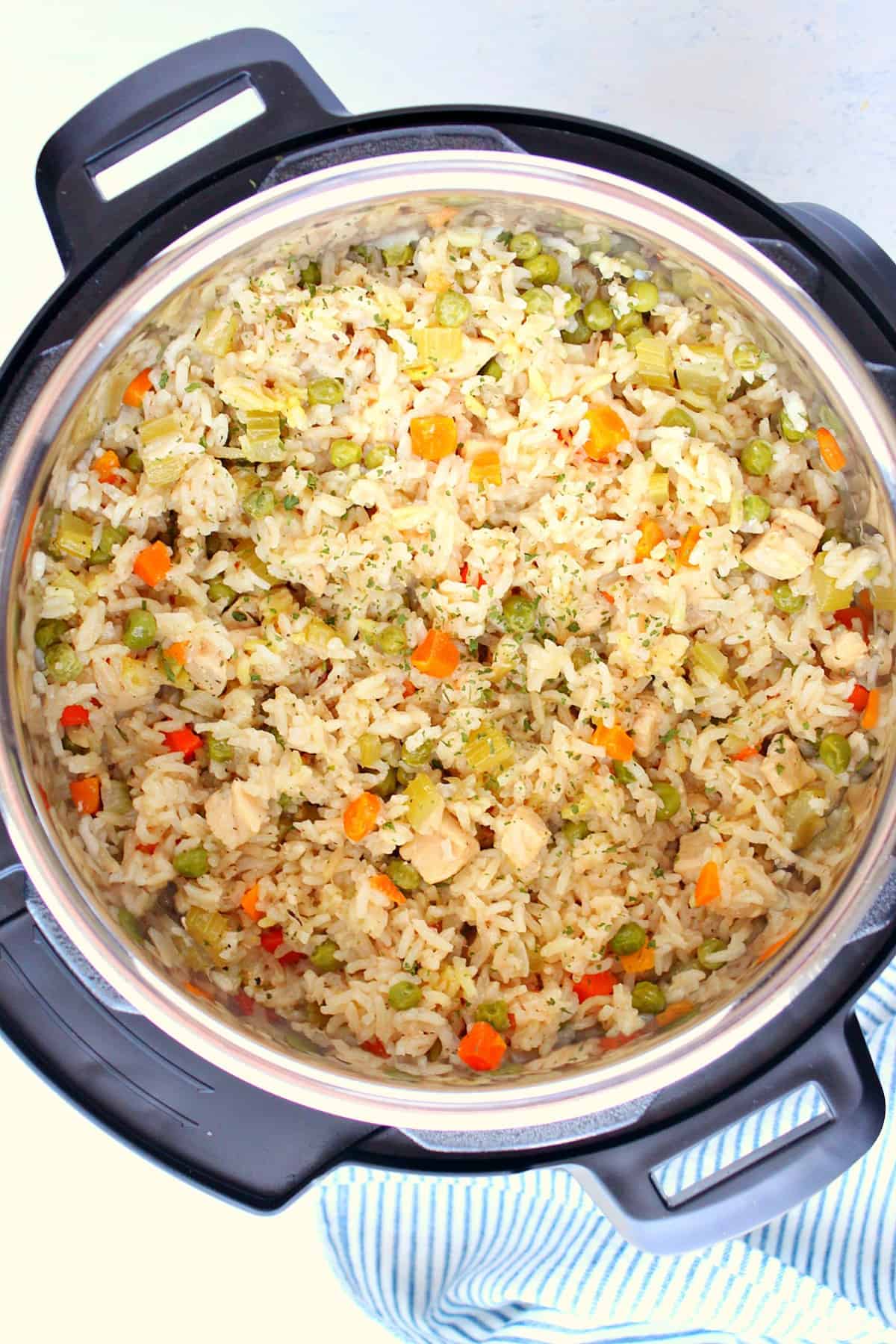 Chicken and rice in the Instant Pot.