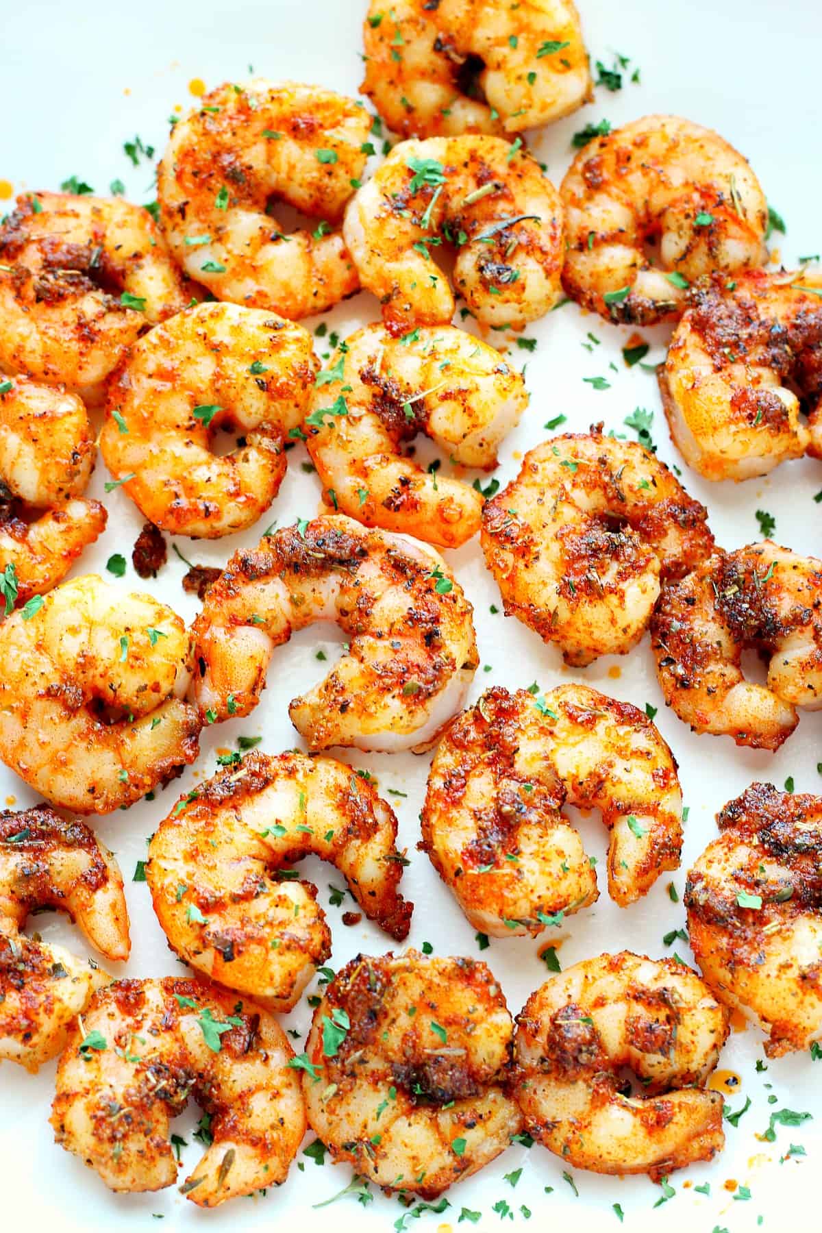 Air fried shrimp on a plate.