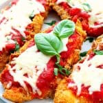 Chicken Parmesan on a plate.