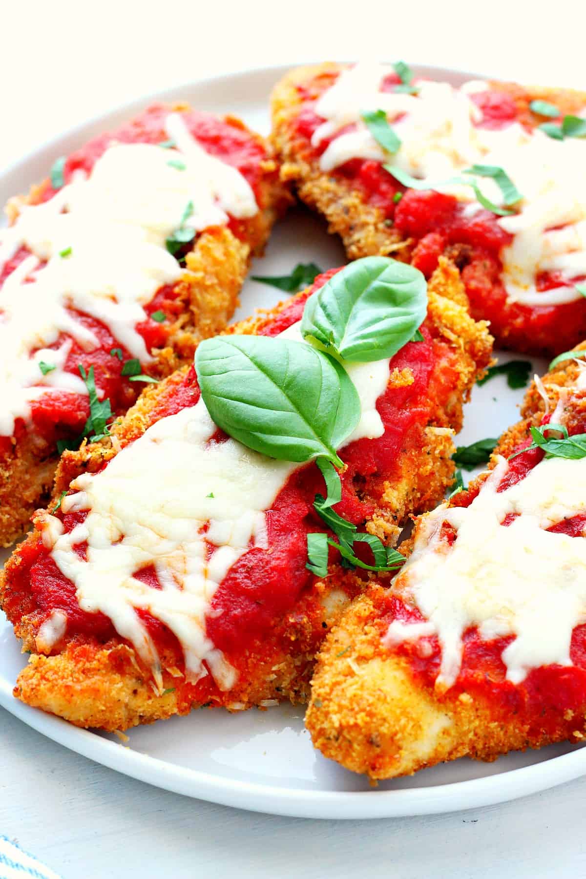 Chicken Parmesan on a plate.