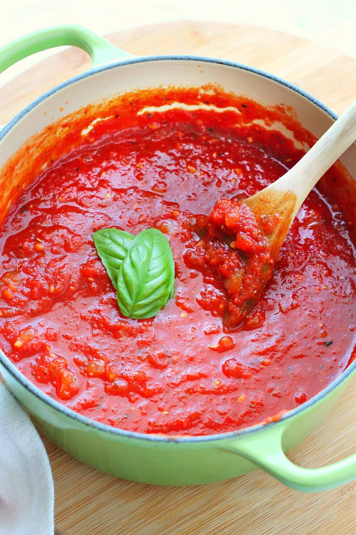 Marinara sauce in a pot.