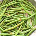 Green beans in a skillet.