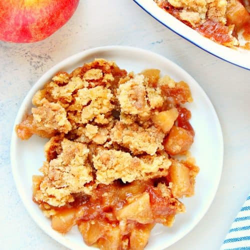 Apple cake on a plate.