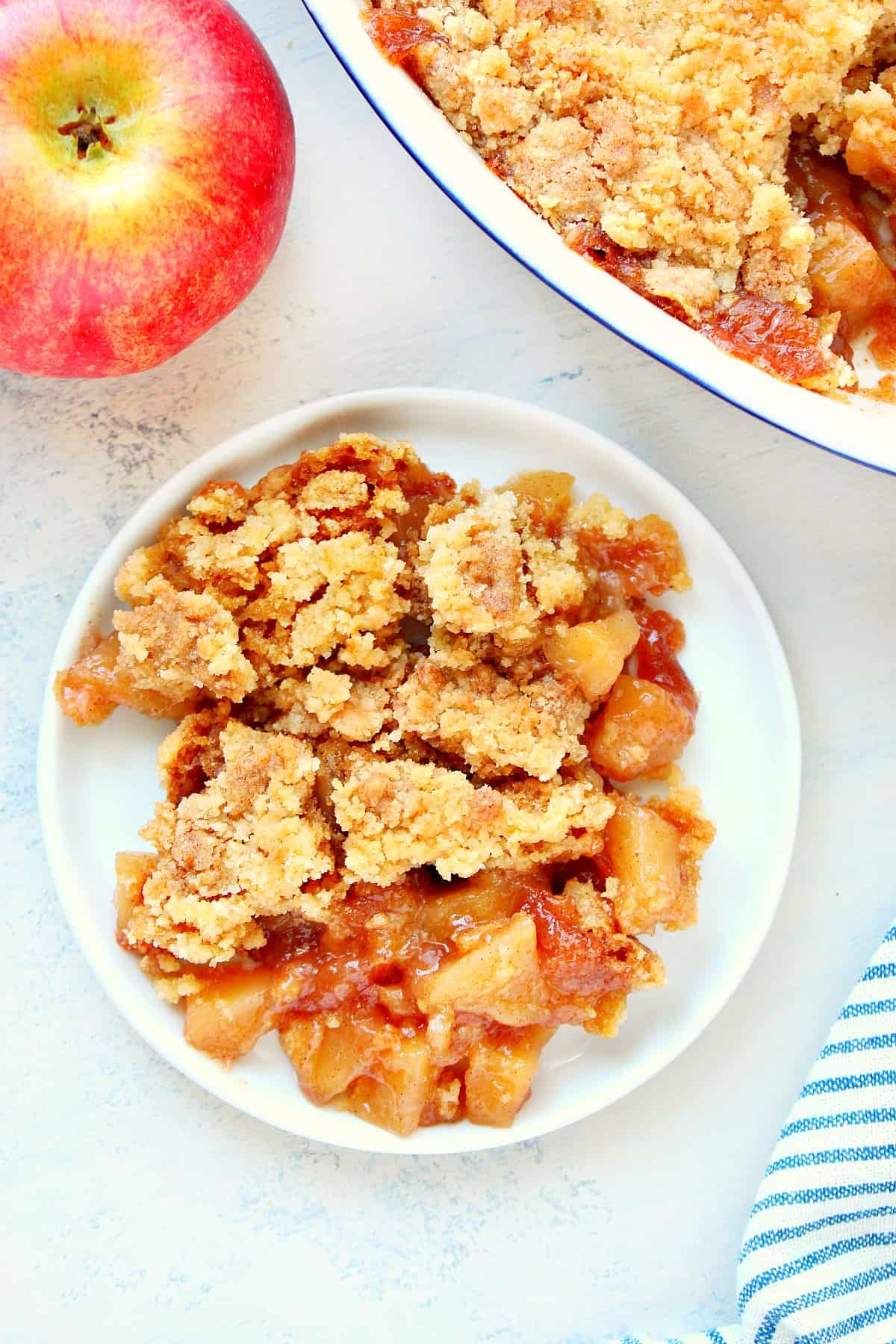 Apple Dump Cake from scratch recipe Apple cake on a plate.