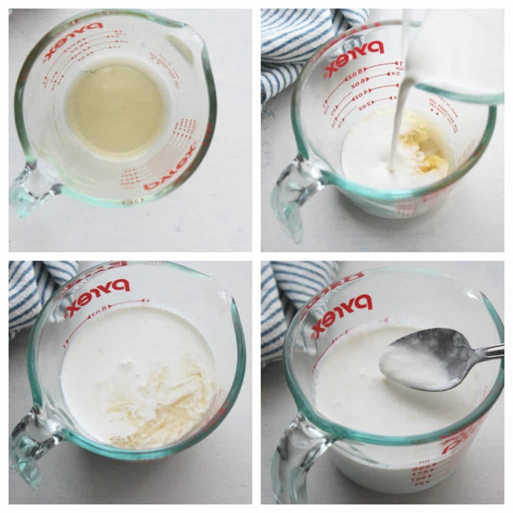 Steps for making buttermilk.