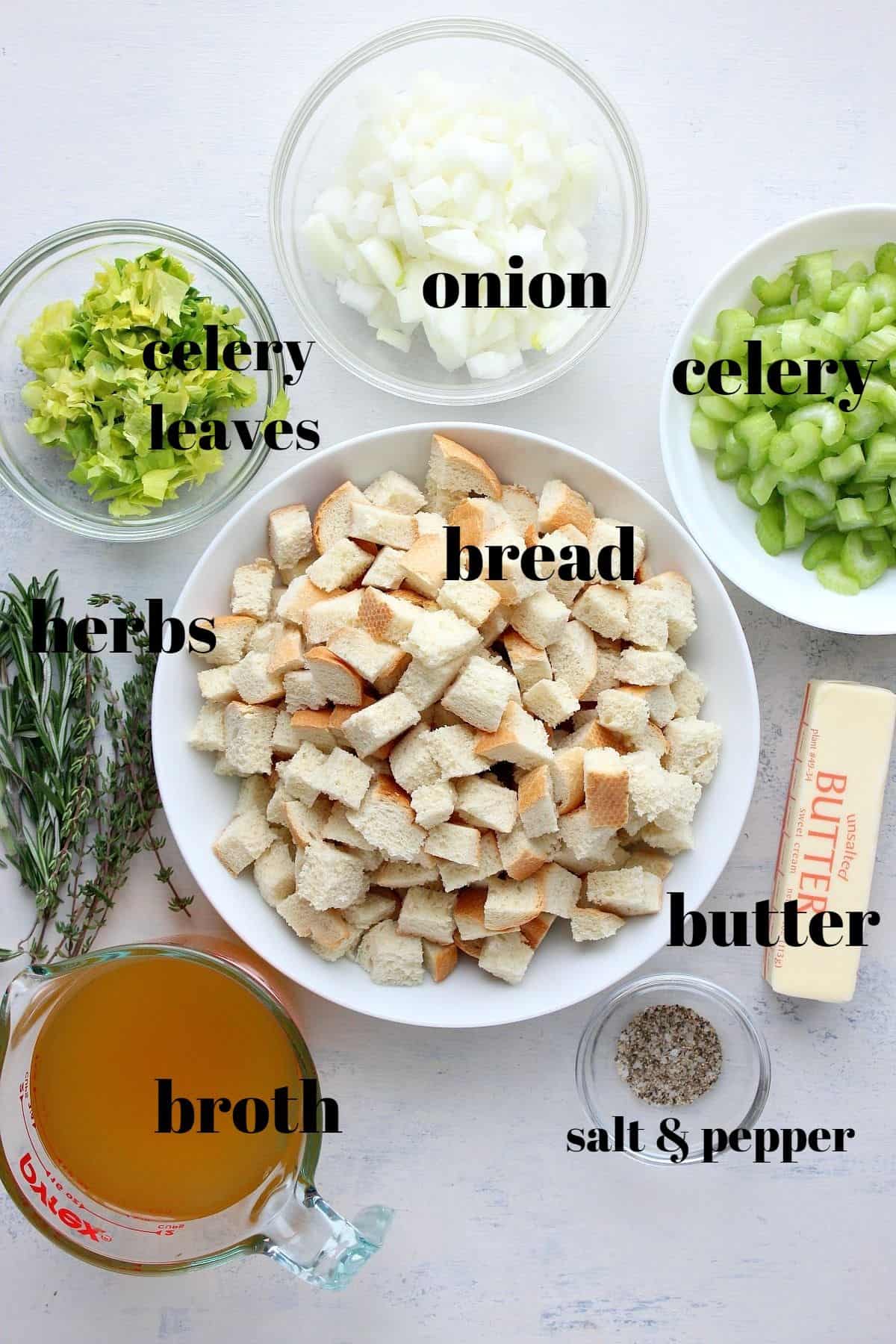 Stuffing ingredients on a board.