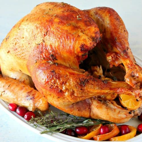 Thanksgiving turkey on a platter.