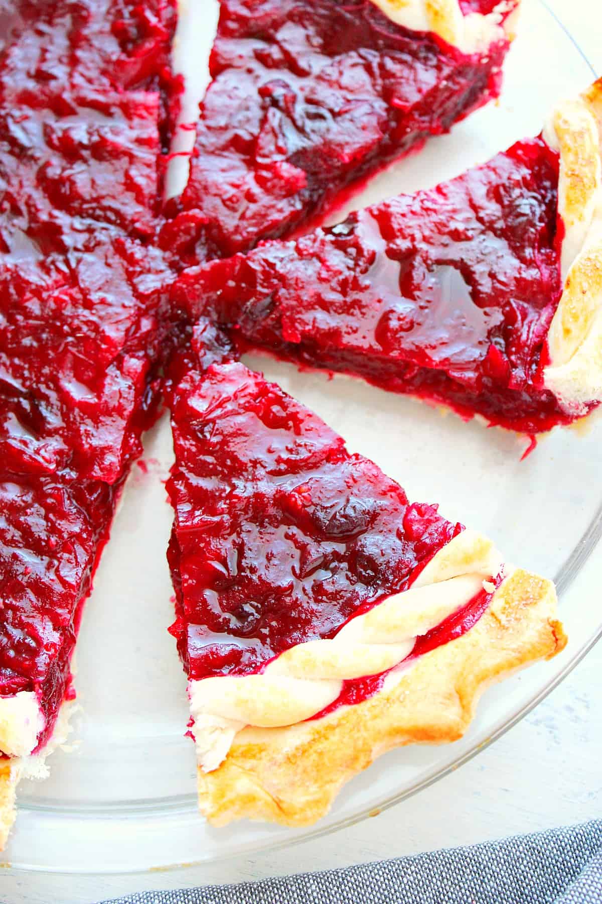 Slices of the pie in a pie plate.