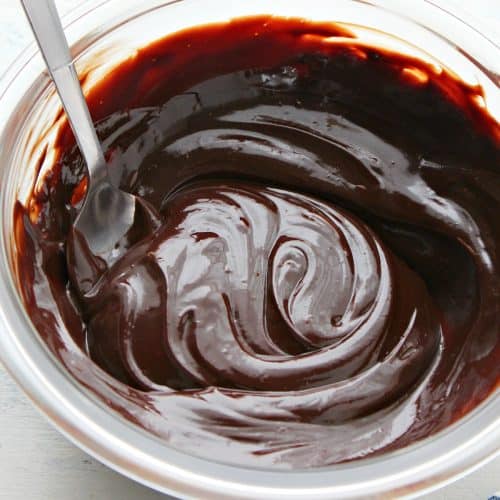 Ganache in a glass bowl.