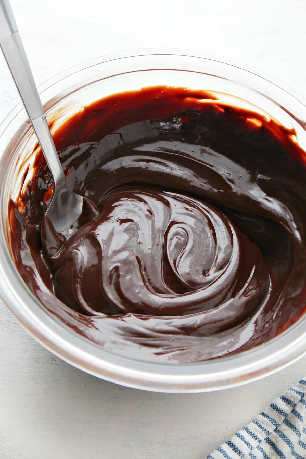 Ganache in a glass bowl.