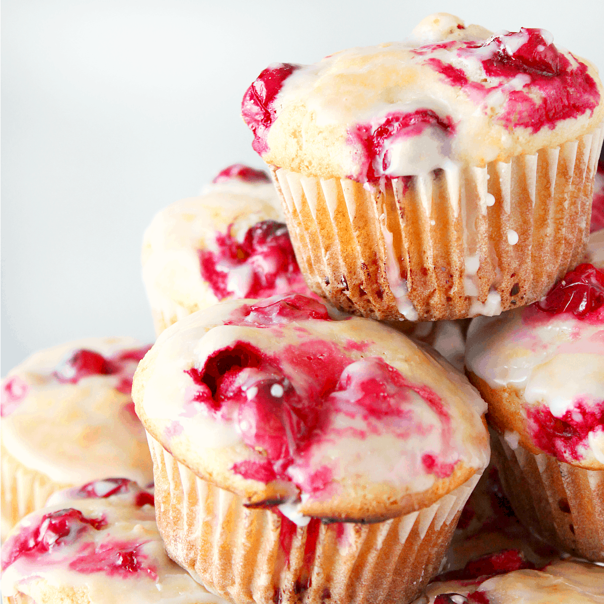 Glazed Cranberry Muffins - Crunchy Creamy Sweet