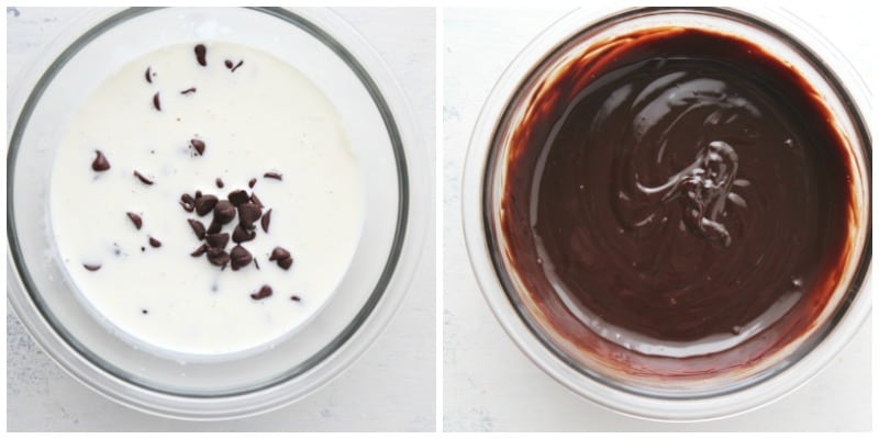 Cream and chocolate in a bowl.