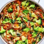 Veggies in a pan.