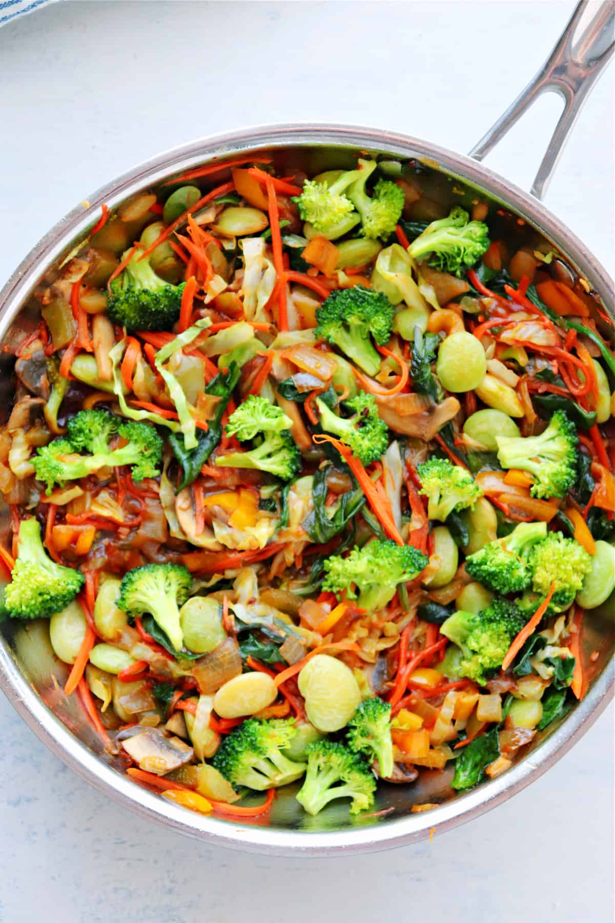 Veggies in a pan.