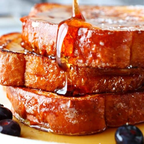 French toast with syrup.