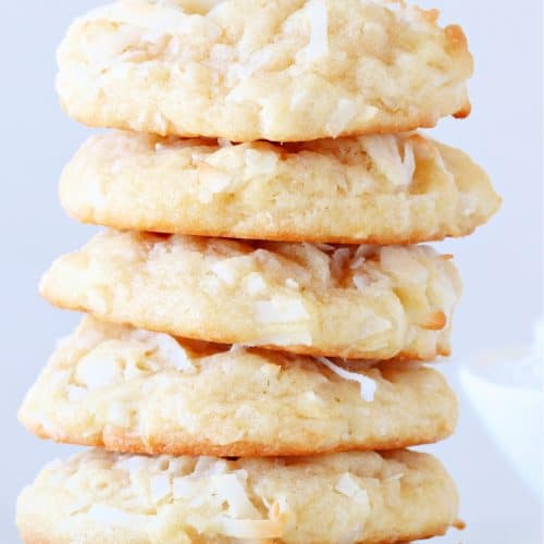 Cookies stacked on a plate.