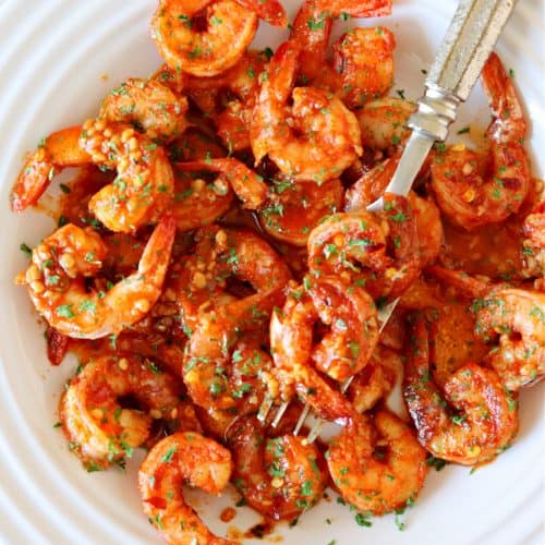 Cajun shrimp on a plate.