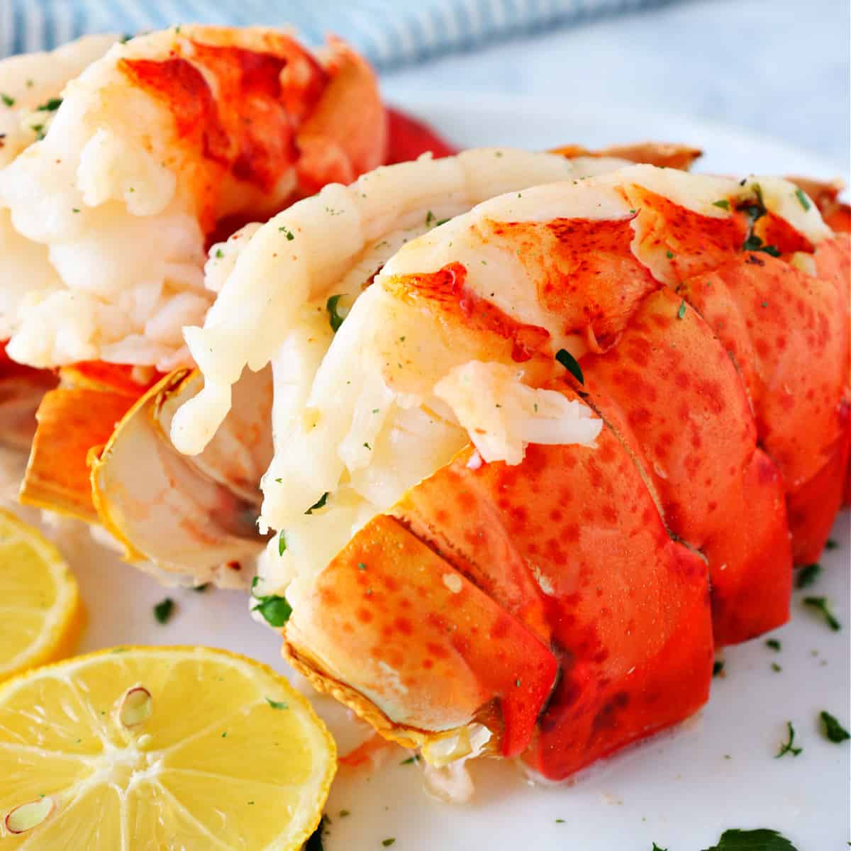Lobster tails with lemon.