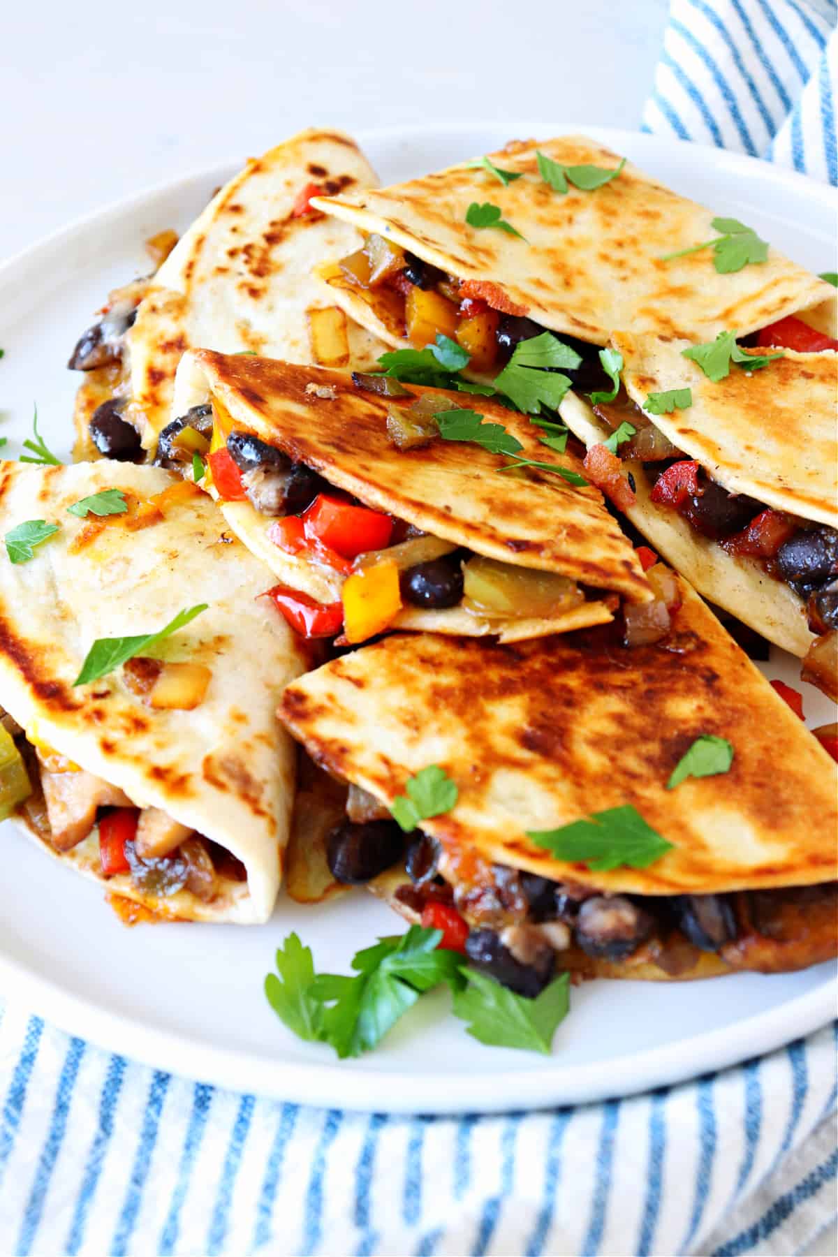 Quesadillas on a plate.