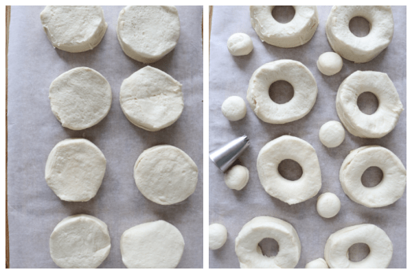 Biscuits on parchment paper.