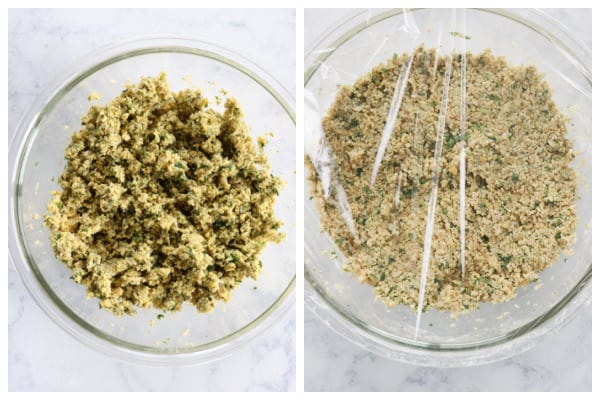 Falafel mixture in a bowl.