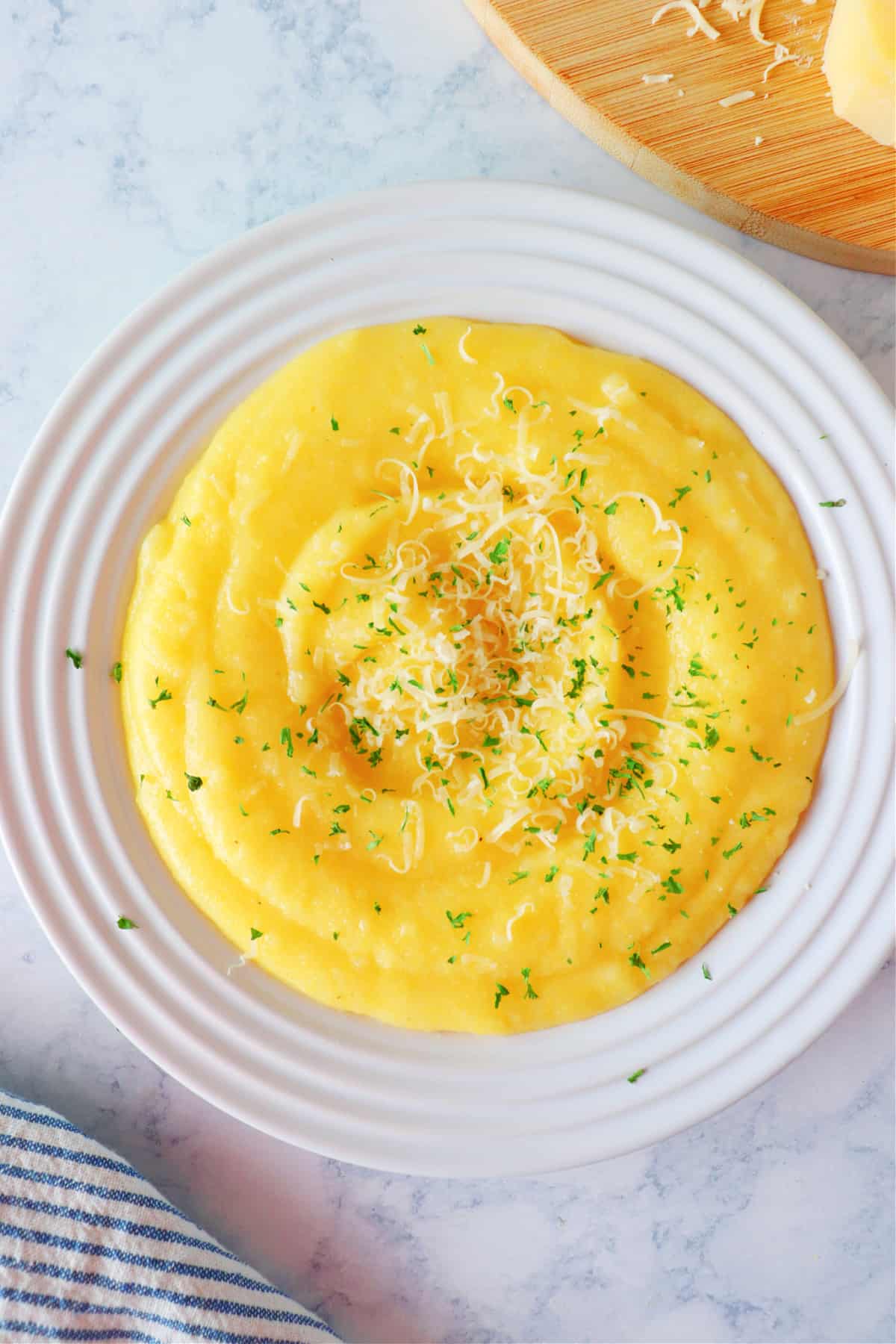 Creamy Polenta recipe Polenta on a plate.