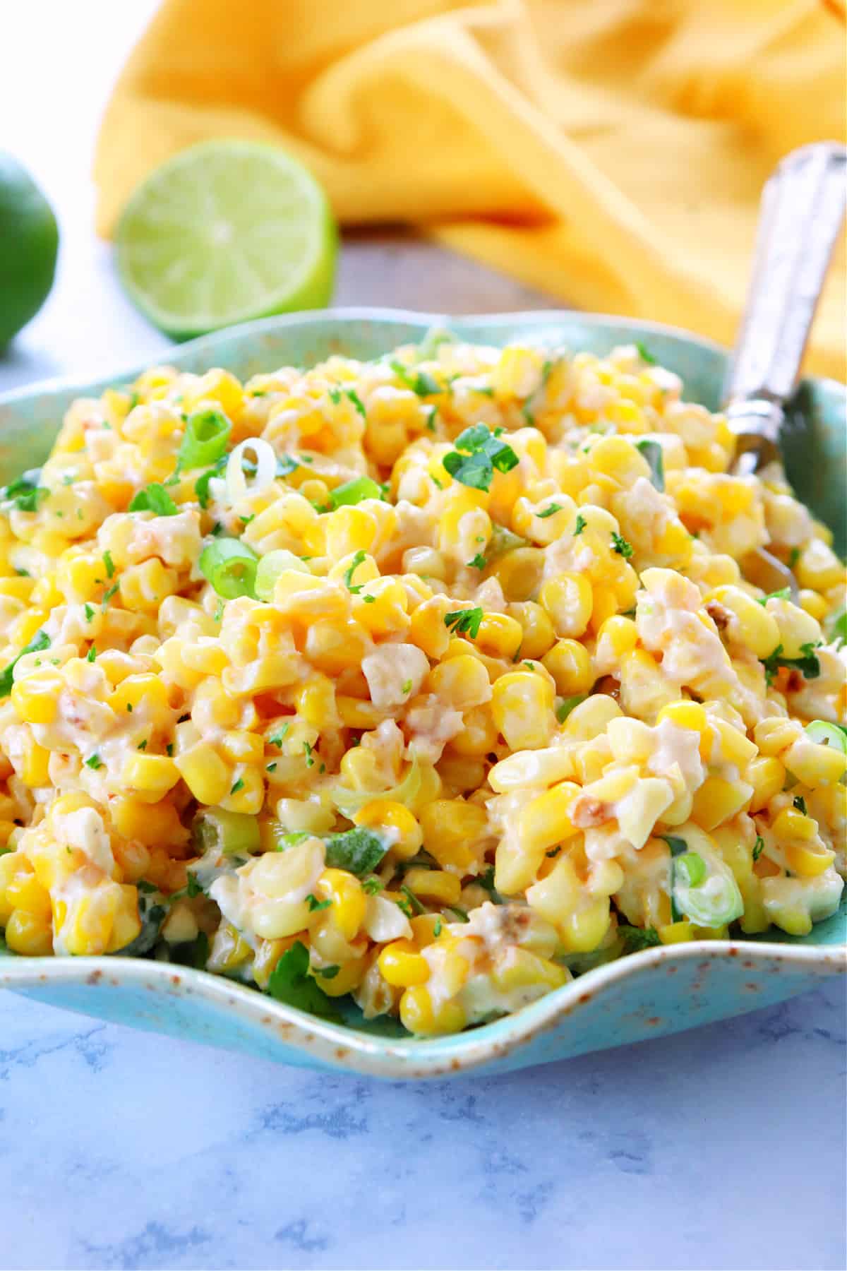 Corn salad on a plate.