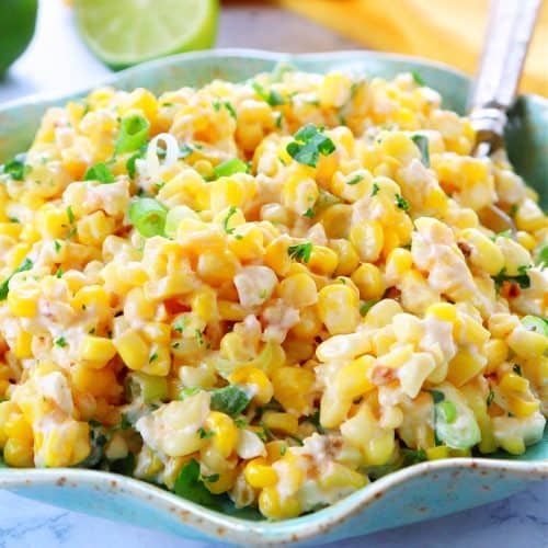Mexican corn salad on a plate.