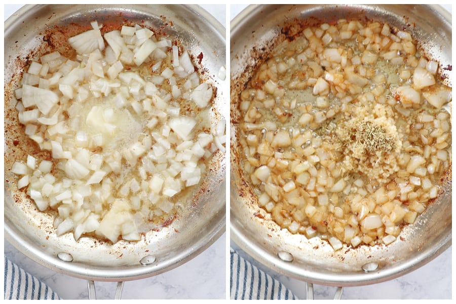 Onion cooking in pan.