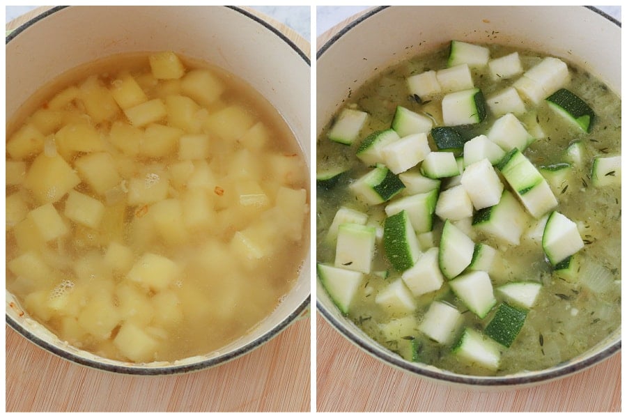 zucchini soup step 3 and 4 Zucchini Soup with Feta