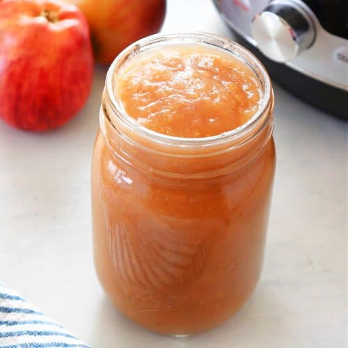 Applesauce next to Instant Pot.