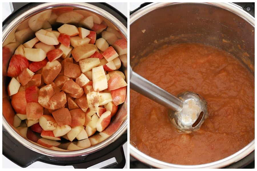 Apple chunks in the Instant Pot and blended.