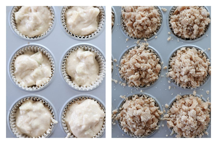 Muffin batter in muffin pan.